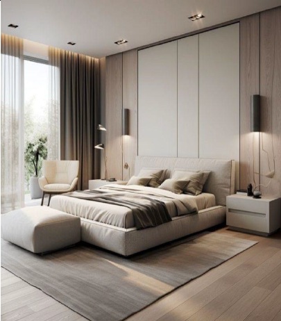 Master bedroom interior - Beachside Resort Iraklea luxury villa Greece